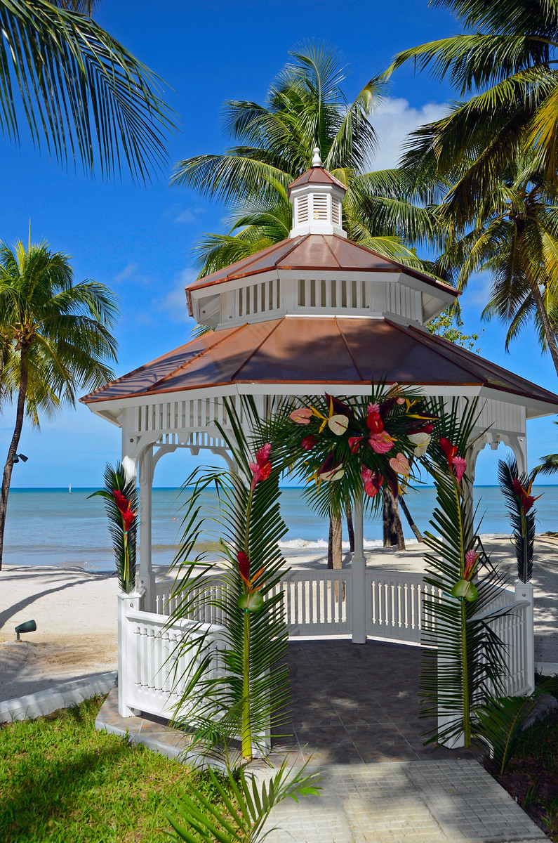 St. Lucia MORGAN BAY Beach Resort WEDDING Gazebo by beach